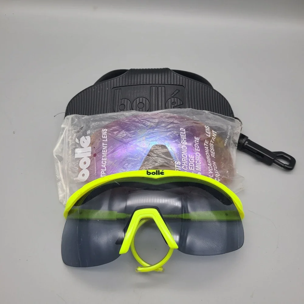 Bolle Chronoshield Vintage Sunglasses Neon Yellow Frame Purple Replacement Lens